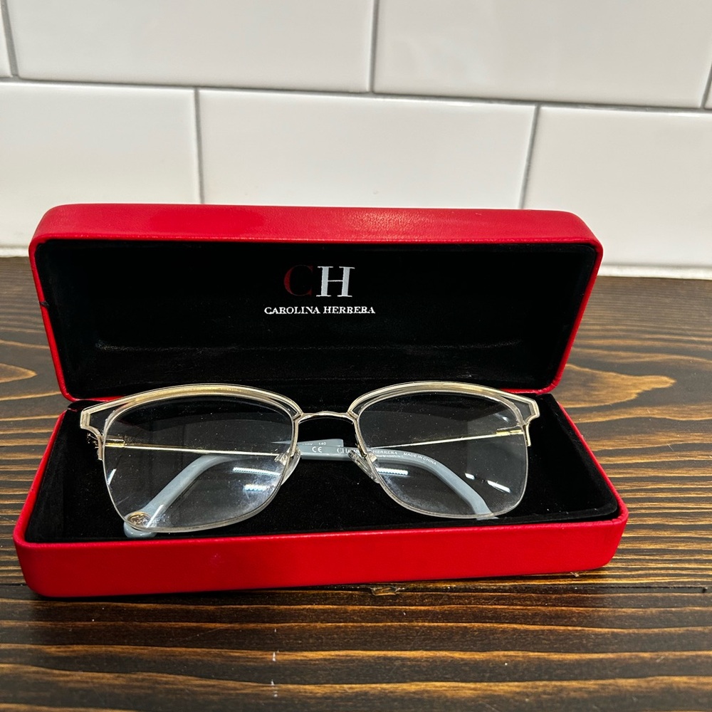 Carolina Herrera Silver Eyewear with Red Case